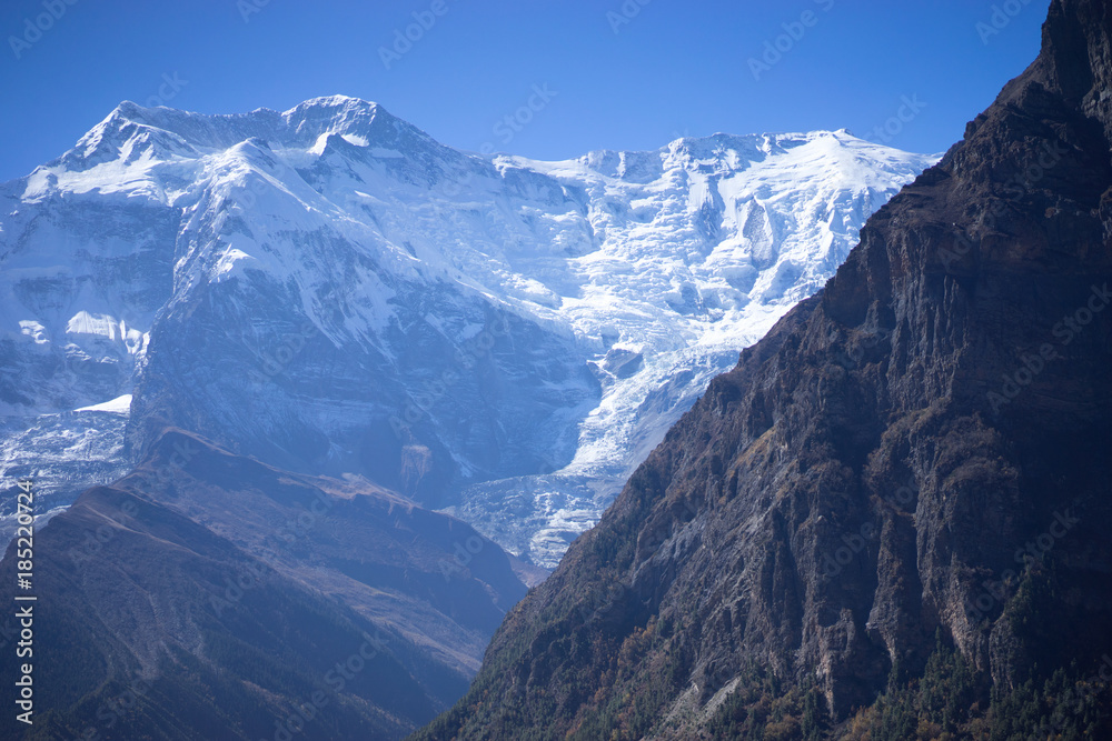 Annapurna Peak and pass in the Himalaya mountains, Annapurna region, Nepal