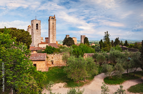 San Gimignano, Siena, Tuscany, Italy: landscape of the medieval town