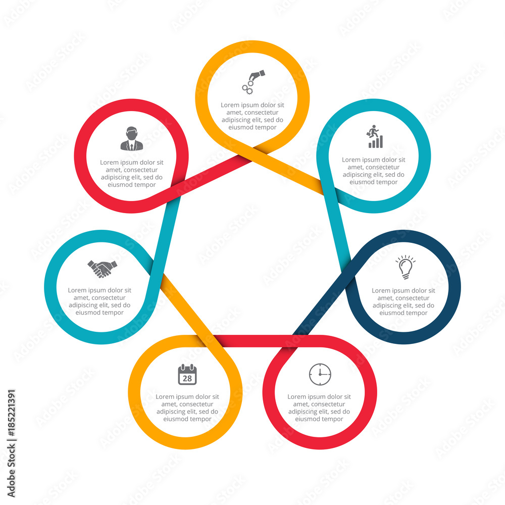 Business data visualization. Abstract felements of cycle diagram with 7  steps, options, parts or processes. Vector business template for  presentation. Creative concept for infographic. Process chart. Stock Vector  | Adobe Stock