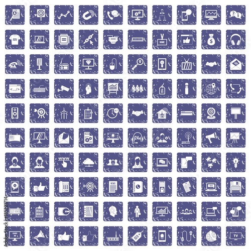 100 data exchange icons set grunge sapphire