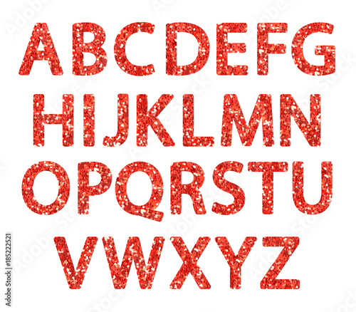 Luxury festive Red glitter sparkling alphabet letters © C Design Studio