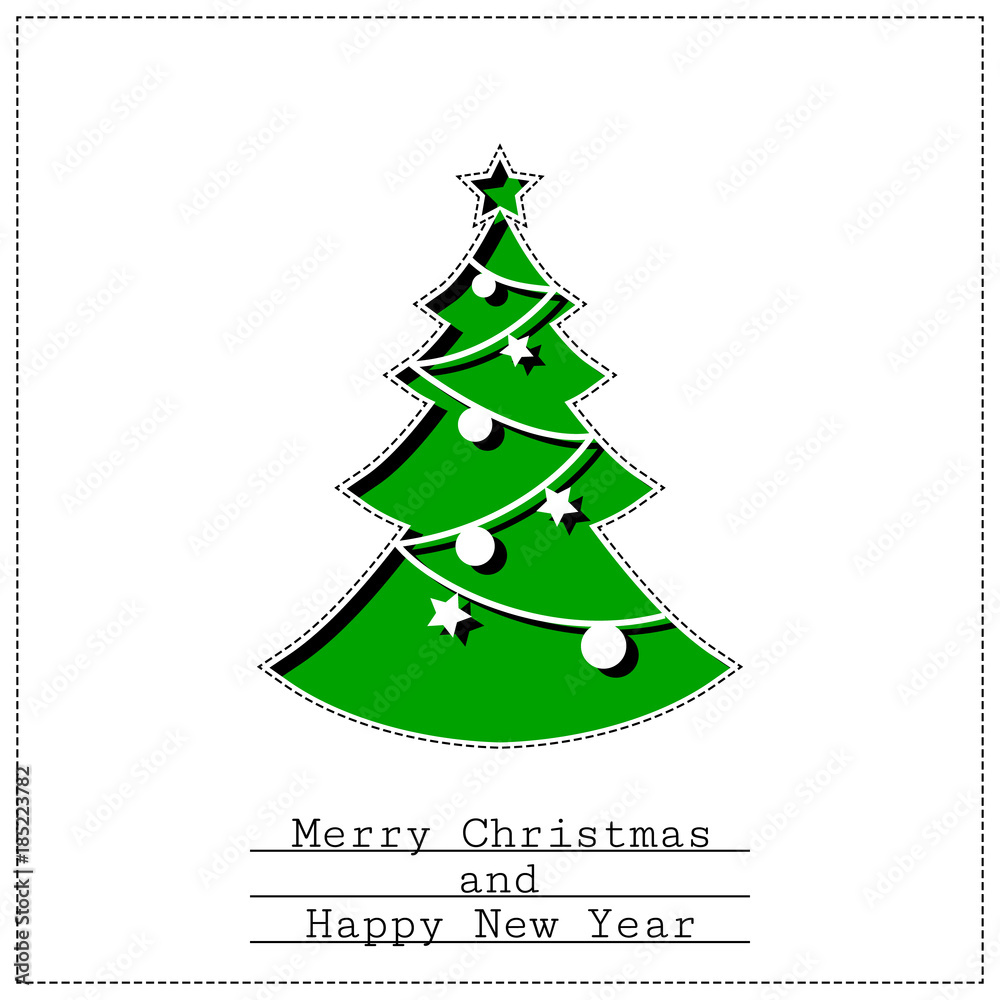 paper christmas tree, vector card paper christmas tree, vector card