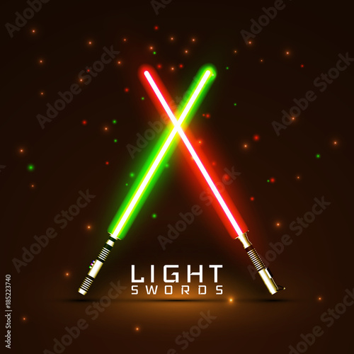 neon light swords. crossed light sabers