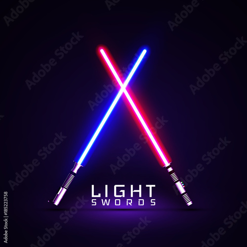 neon light swords. crossed light sabers