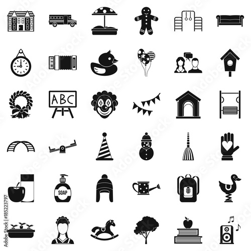 Children playground icons set, simple style