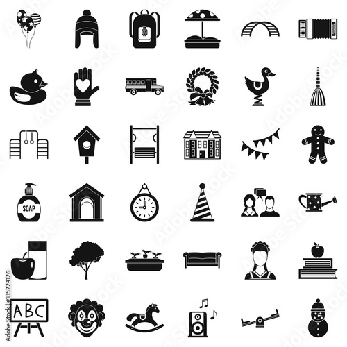 Teddy bear icons set, simple style