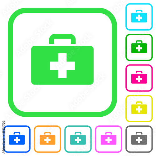 First aid kit vivid colored flat icons icons