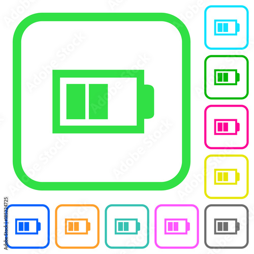 Half battery with two load units vivid colored flat icons icons