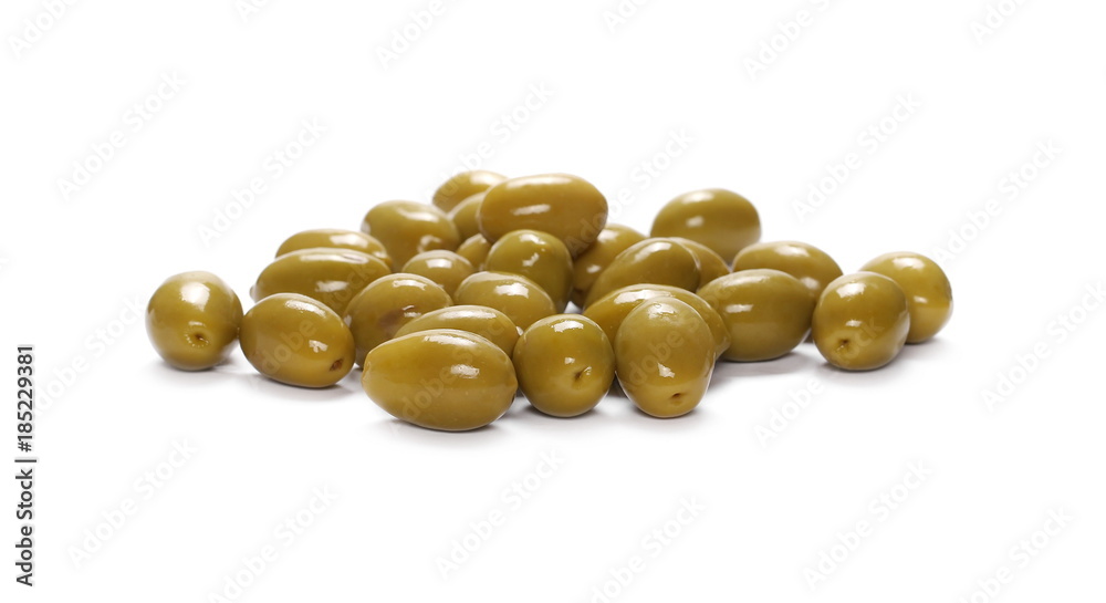Green olives isolated on white background Green olives isolated on white background