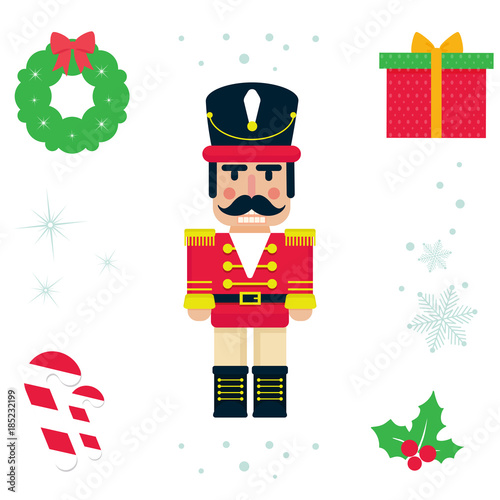cartoon cute nutcracker christmas illustration vector