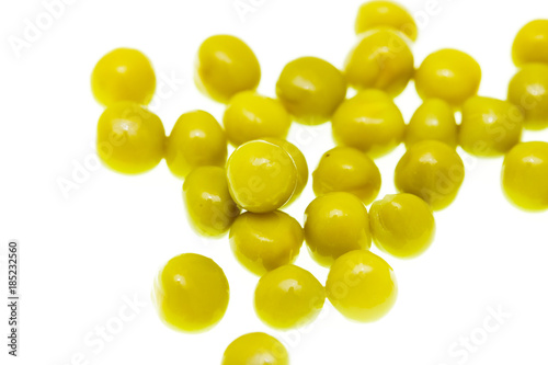 Marinated green peas on a white background