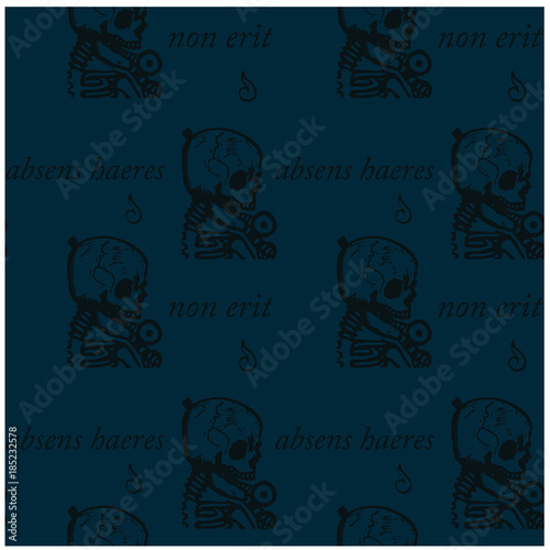 Absens haeres non erit an absent person will not be an heir - in latin language seamless pattern for web, textile and print.