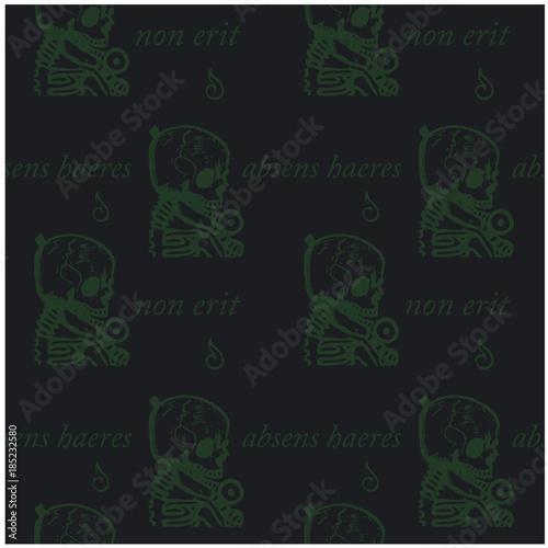 Absens haeres non erit an absent person will not be an heir - in latin language seamless pattern for web, textile and print.