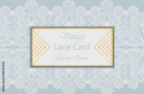 Lace card Vector. Delicate handmade ornament vintage retro styles