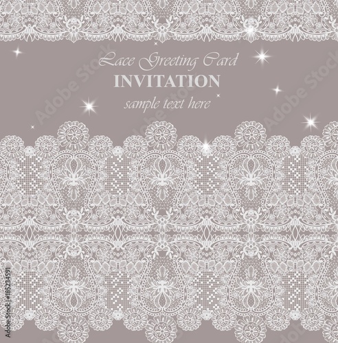 Lace card Vector. Delicate handmade ornament vintage retro styles