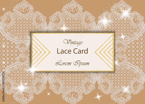 Vintage Lace card Vector. Delicate handmade ornament retro styles
