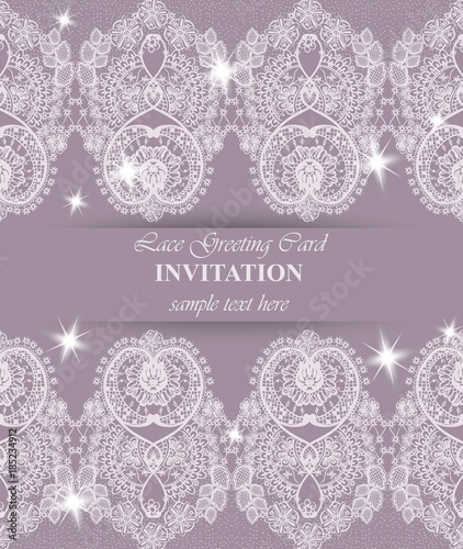 Lace card Vector. Delicate handmade ornament vintage retro styles
