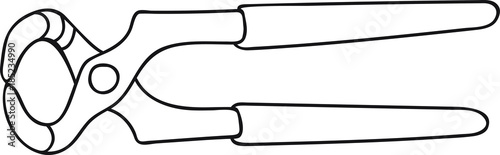 Line Art Vector Illustration Handtool Nipping Plier Coloring Page Icon Logo Label Template Element for Design Realistic Fine Details