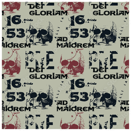 Ad maiorem Dei gloriam to the greater glory of God - in latin language seamless pattern for web, textile and print. photo