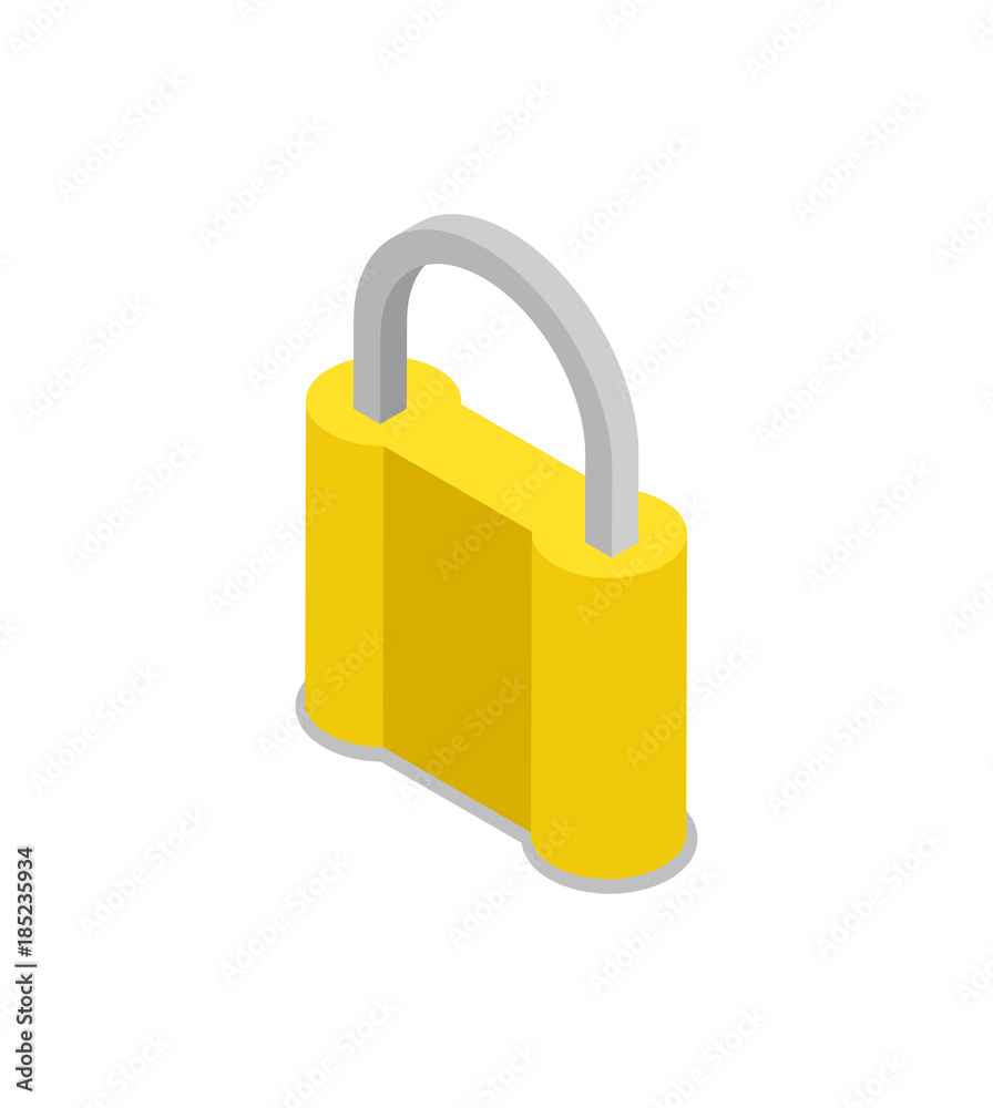 Closed padlock isometric 3D icon. Security protection, key safety element, blocking sign for mobile application isolated on white background vector illustration. Closed padlock isometric 3D icon. Security protection, key safety element, blocking sign for mobile application isolated on white background vector illustration.