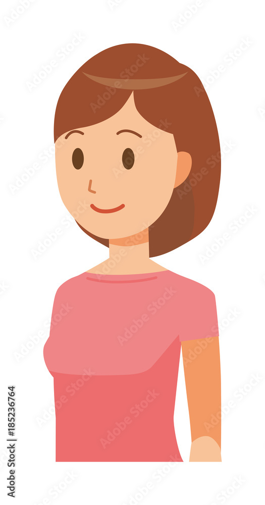Mom wearing short sleeve clothes is facing diagonally Mom wearing short sleeve clothes is facing diagonally