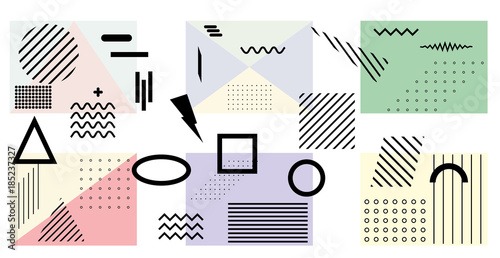 Set of design elements for creating backgrounds in a trendy, minimalist, geometric style. Vector illustration.