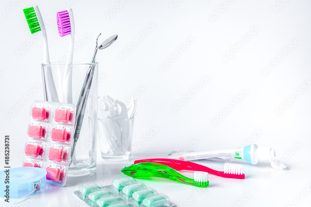 toothbrushes in glass on white background tools for oral care toothbrushes in glass on white background tools for oral care
