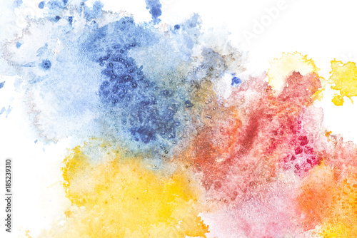 Abstract painting with colorful paint spots on white