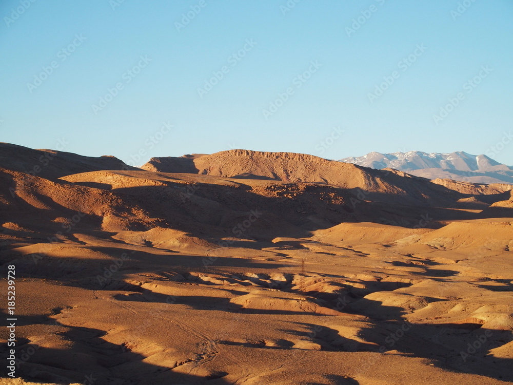 Desert and high ATLAS MOUNTAINS range landscape in central Morocco