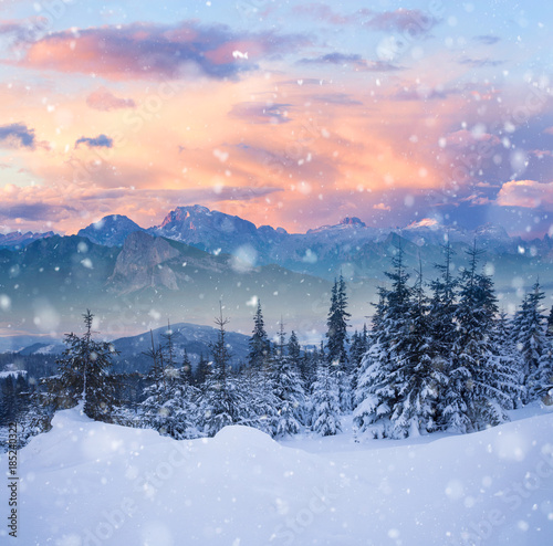 Beautiful winter alpine mountain snowy hills © Nickolay Khoroshkov