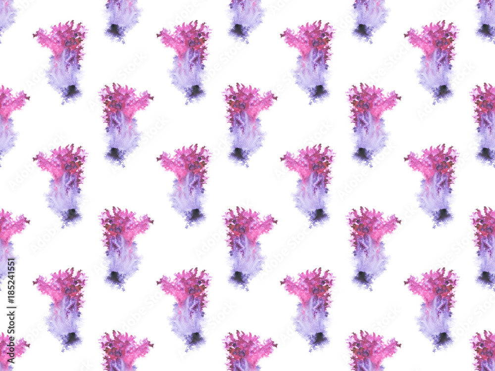 seamless pattern with purple watercolor paint spots, isolated on white
