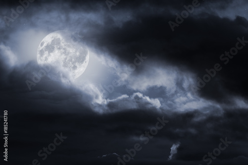 Full moon night sky in blue