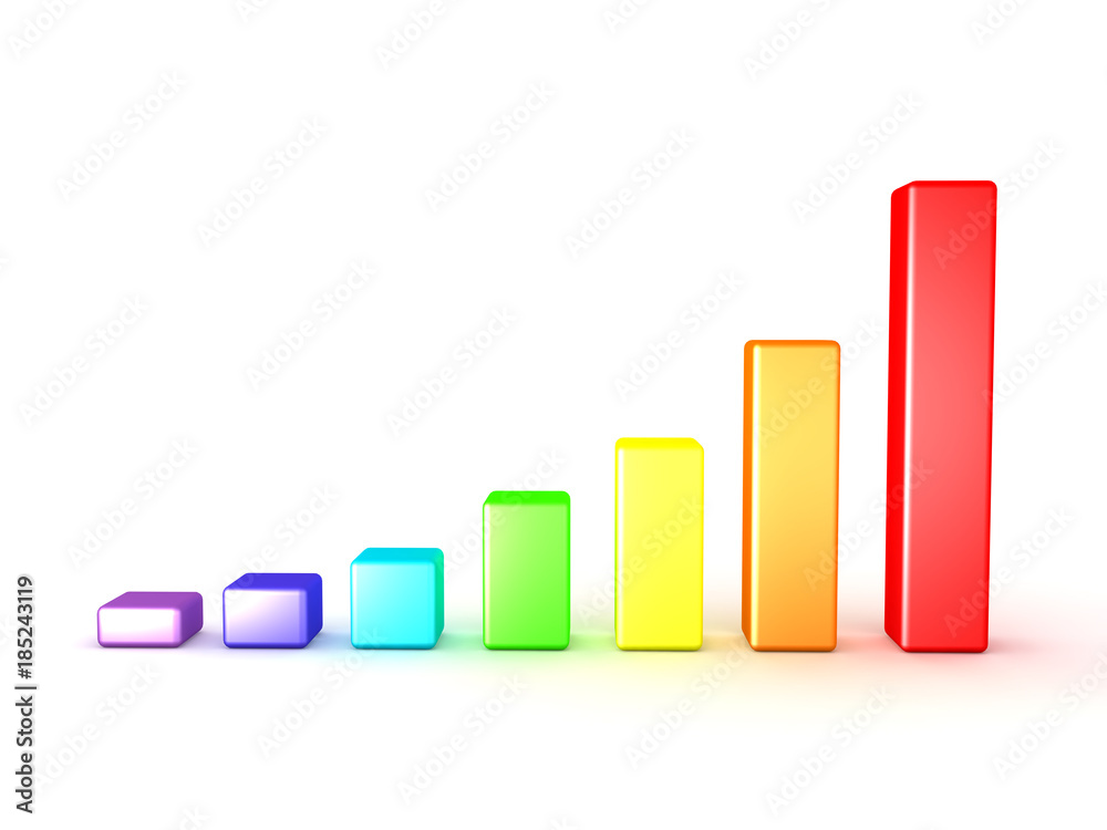 3D illustration of colorful chart graph 3D illustration of colorful chart graph
