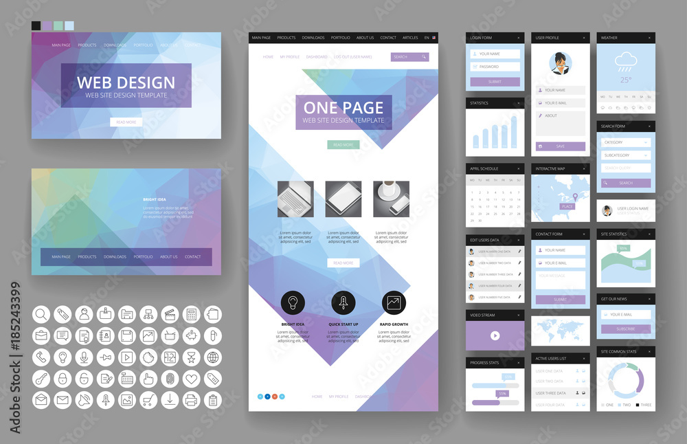 Website design template and interface elements Website design template and interface elements