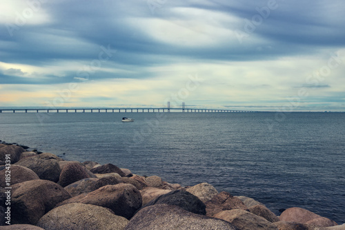 Rocks, sea and Oresund bridge