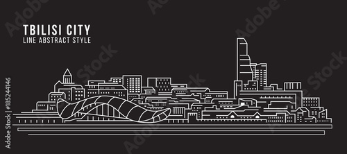 Cityscape Building Line art Vector Illustration design - Tbilisi city photo