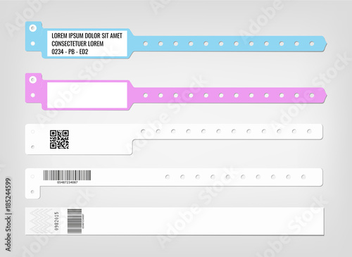 Mockup of different models of bracelet and security codes. Suitable for hospitals and health centers.