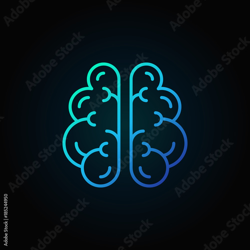 Brain line blue icon - vector intelligence concept symbol
