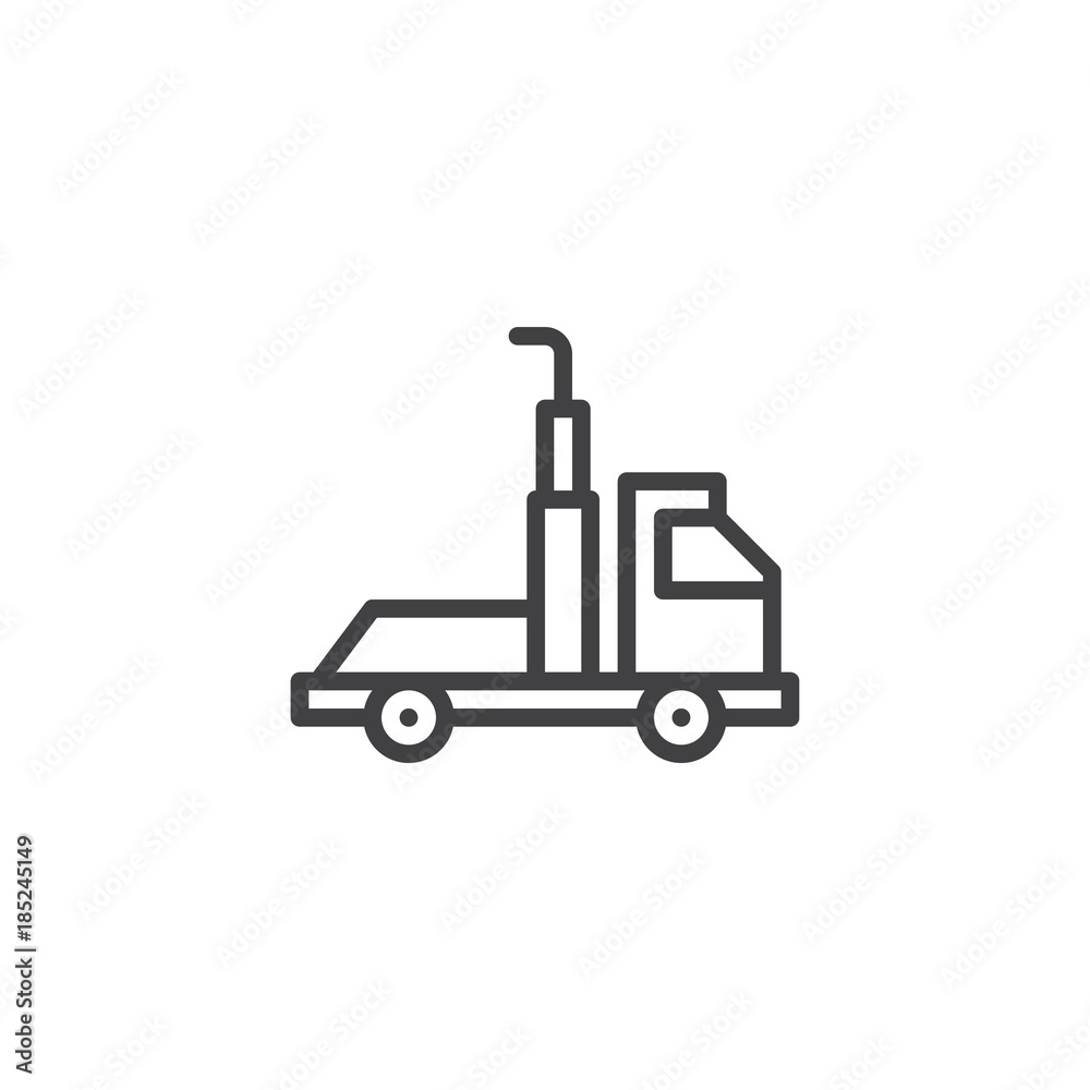 Wrecker truck line icon, outline vector sign, linear style pictogram isolated on white. Symbol, logo illustration. Editable stroke