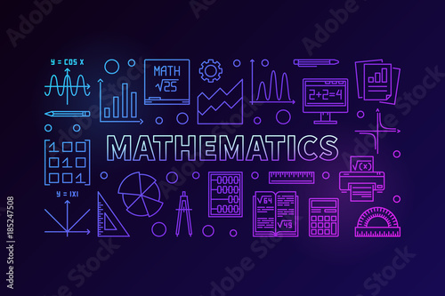 Mathematics vector line colorful horizontal banner