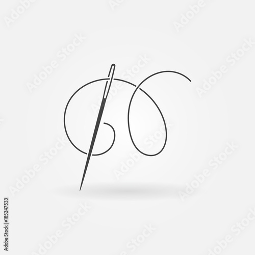Needle and thread vector modern icon