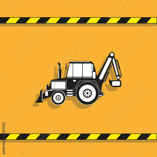 Construction machinery. Tractor. Vector icon.