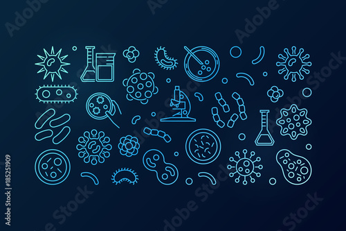Bacteria blue vector illustration or horizontal banner
