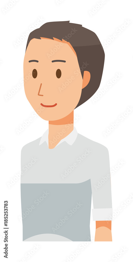 A man wearing a short sleeve shirt is standing obliquely A man wearing a short sleeve shirt is standing obliquely