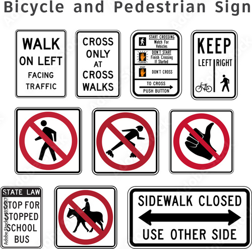 Regulatory traffic sign. Bicycles and Pedestrians. Vector illustration.