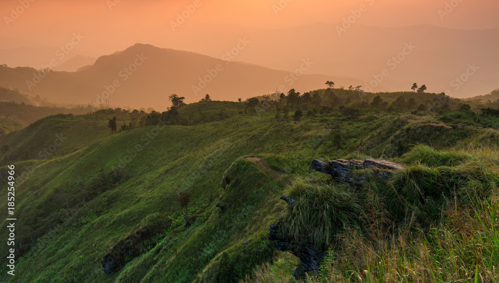 Landscape of Phu- chee-fah, High mountain border  of  Thailand and Laos. Chiang-Rai province, Thailand.