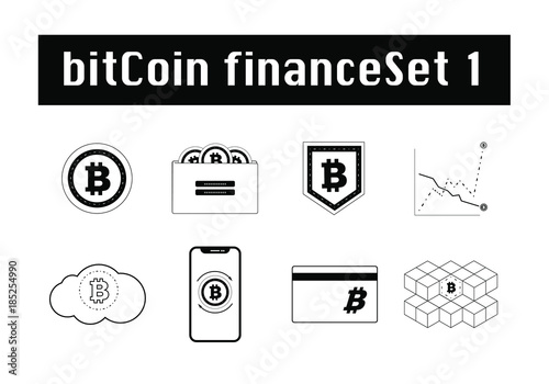 Bitcoin Finance Icon Set Bold Outline Style photo