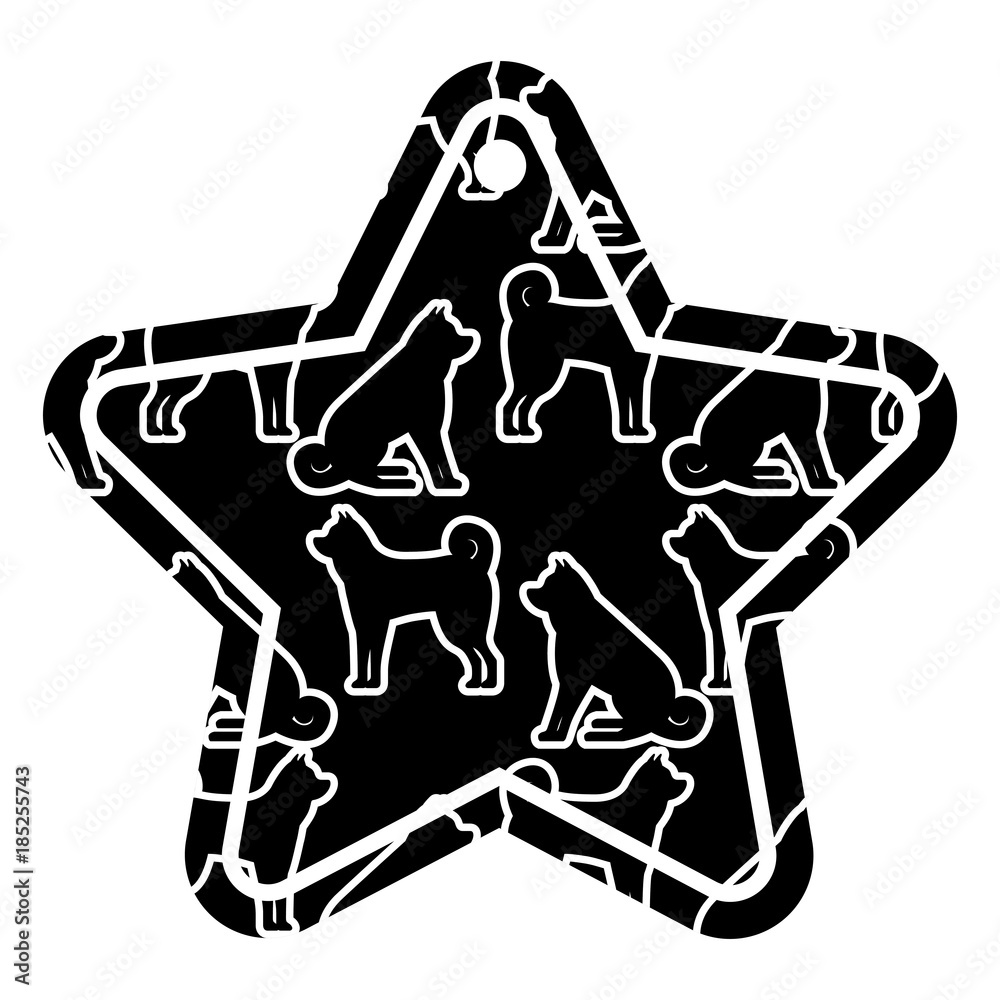Fototapeta premium star tag japanese dog calendar pattern vector illustration