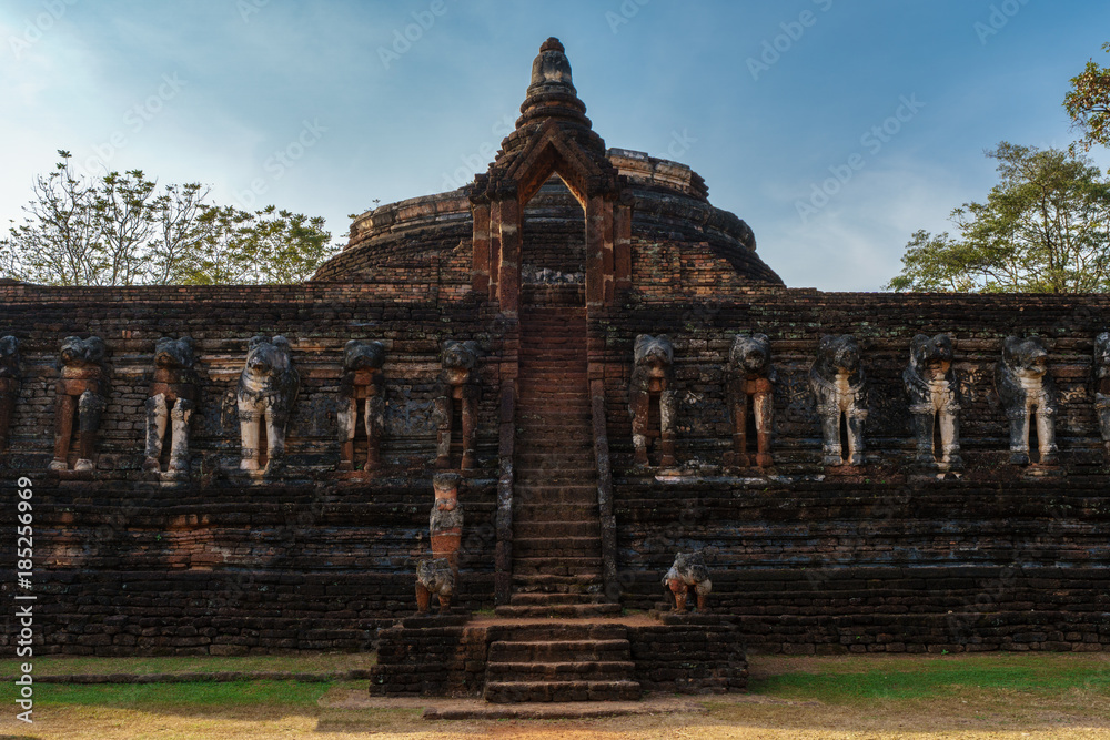 Side stairway to Ruin temple of  Wat Chang Rop,  in Kamphaeng Phet Historical Park