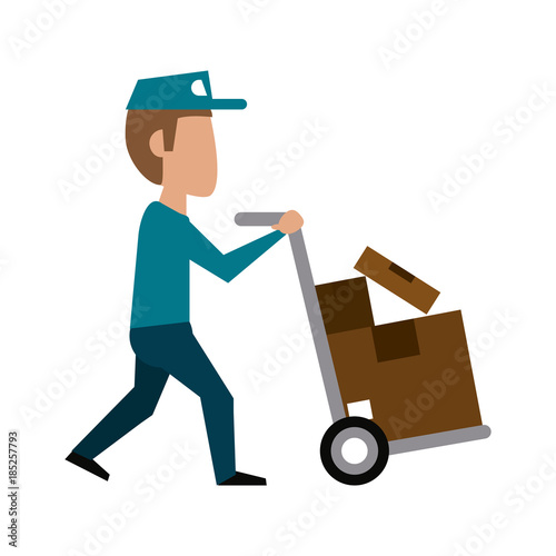 Courier with wheelbarrow